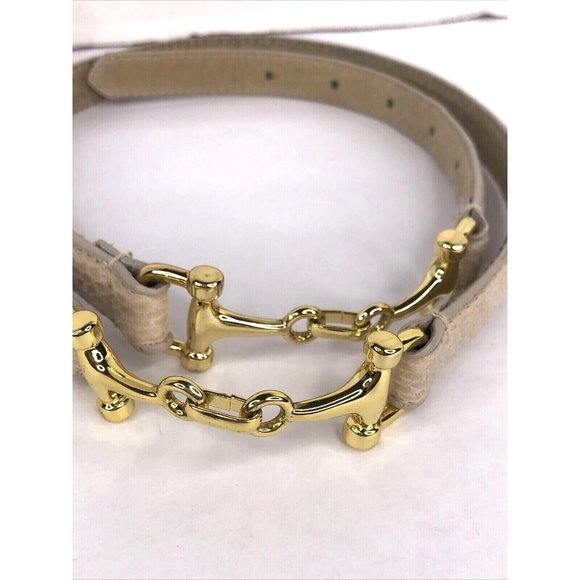 Vtg 90's Another Line Inc Women's Leather Skinny Belt Snake Embossed Beige 33-36 - Picture 6 of 10